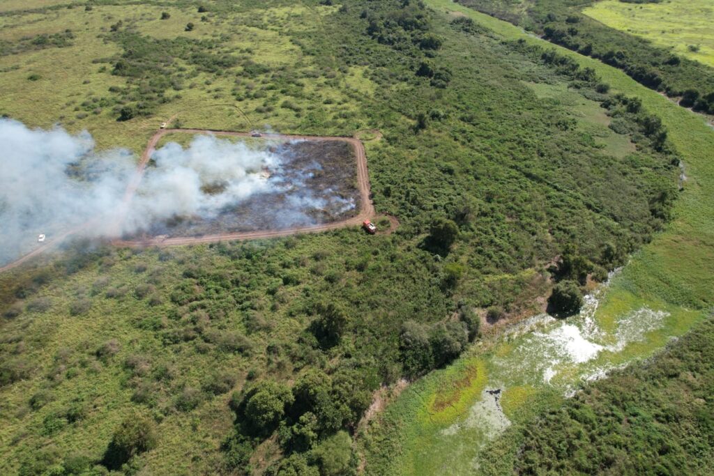 Bombeiros de MS atuam no combate a dois incêndios florestais, no Pantanal e em Naviraí