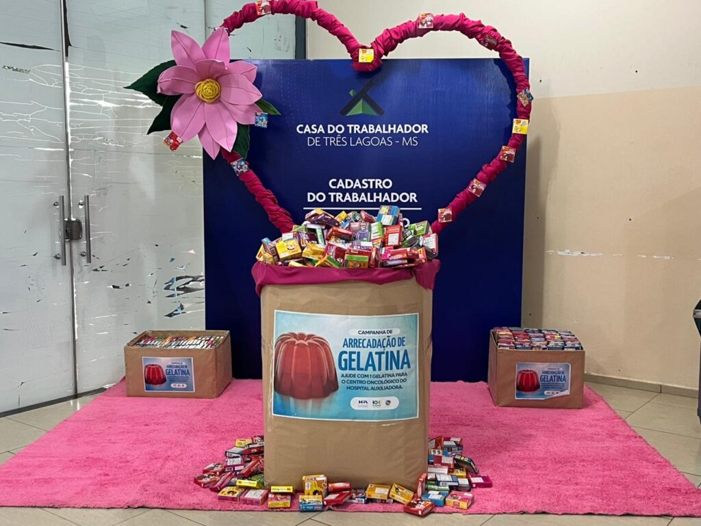 Casa do Trabalhador de Três Lagoas e parceiros arrecadam mais de 3 mil gelatinas em prol dos pacientes com câncer Casa do Trabalhador de Três Lagoas e parceiros arrecadam mais de 3 mil gelatinas em prol dos pacientes com câncer