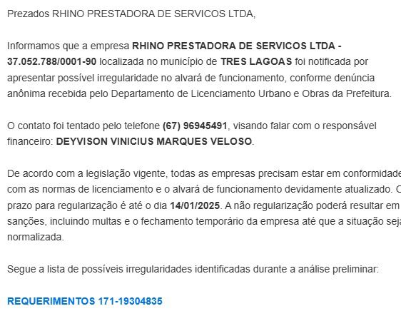 SEFIRC alerta para golpe com e-mail falso sobre irregularidades em alvarás de funcionamento SEFIRC alerta para golpe com e-mail falso sobre irregularidades em alvarás de funcionamento