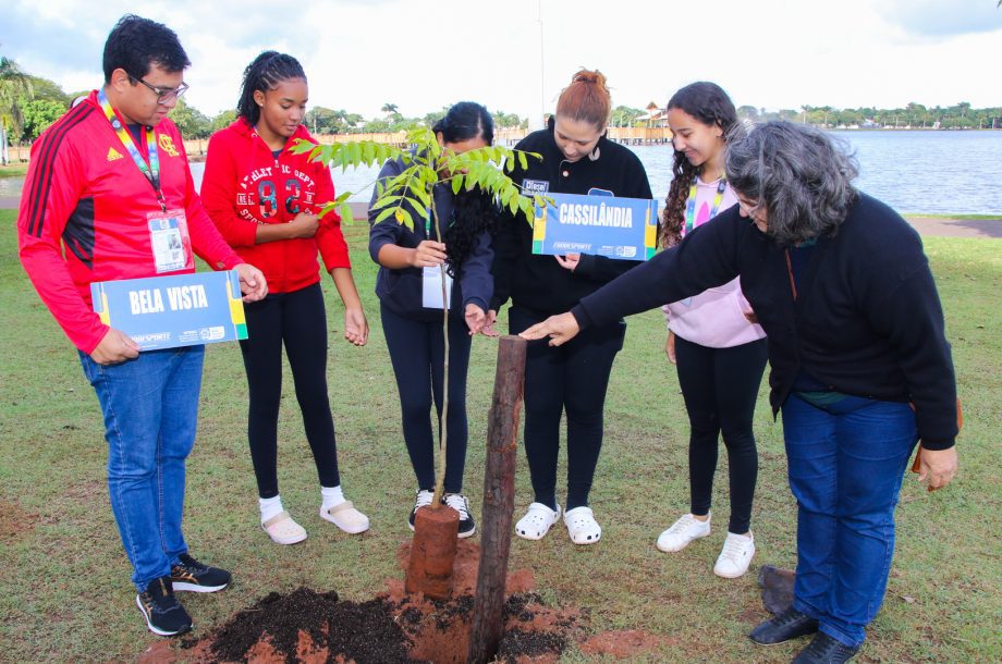 Atletas plantam 30 mudas de árvores na Lagoa Maior em alusão aos Jogos Escolares Atletas plantam 30 mudas de árvores na Lagoa Maior em alusão aos Jogos Escolares