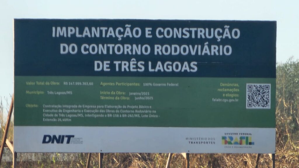 DNIT diz que 60% das obras do anel rodoviário de Três Lagoas estão concluídas; entrega será 2026