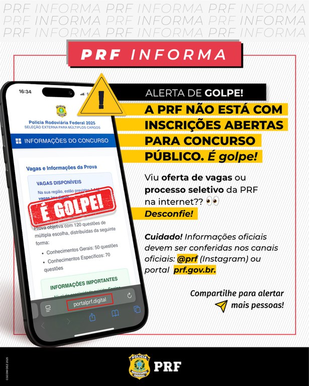 Alerta! Site anunciando seleção para carreira da PRF é fraude Alerta! Site anunciando seleção para carreira da PRF é fraude