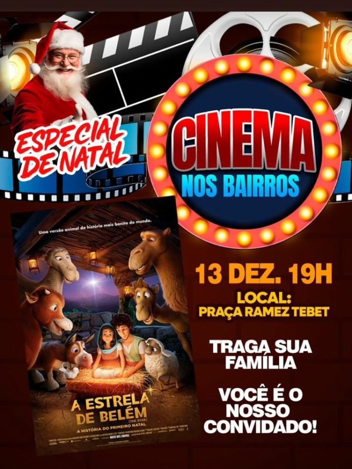 Cinema nos Bairros encerra 2025 com sessão especial de Natal no centro de Três Lagoas Cinema nos Bairros encerra 2025 com sessão especial de Natal no centro de Três Lagoas