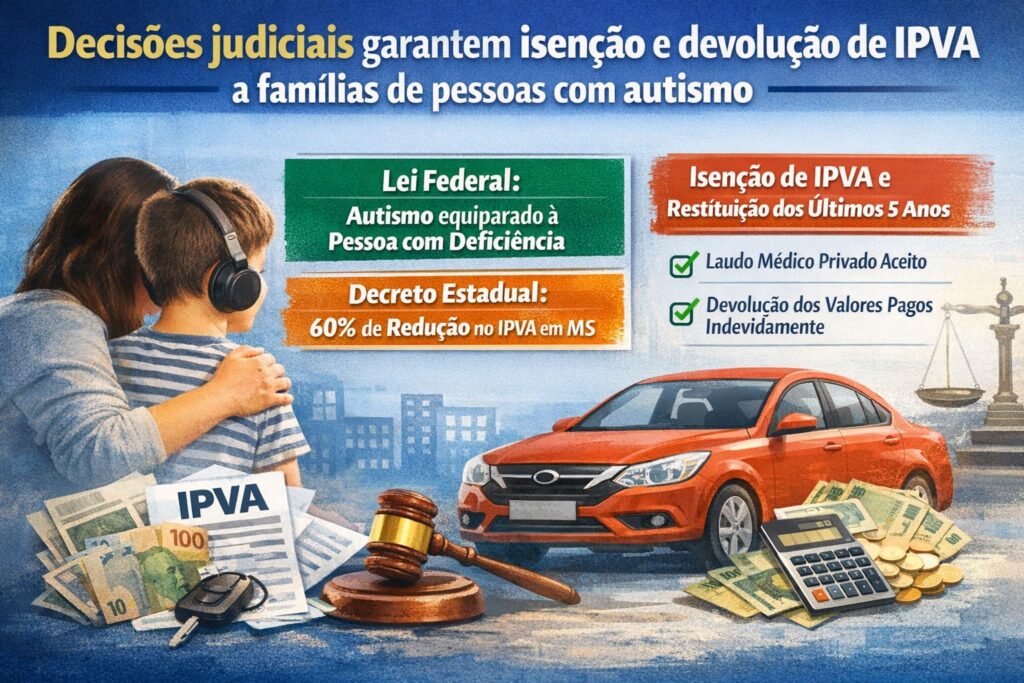Decisões judiciais garantem isenção e devolução de IPVA a famílias de pessoas com autismo Decisões judiciais garantem isenção e devolução de IPVA a famílias de pessoas com autismo