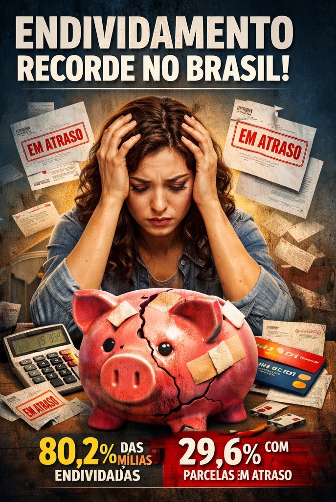 Endividamento bate novo recorde histórico no Brasil e atinge 80,2% das famílias