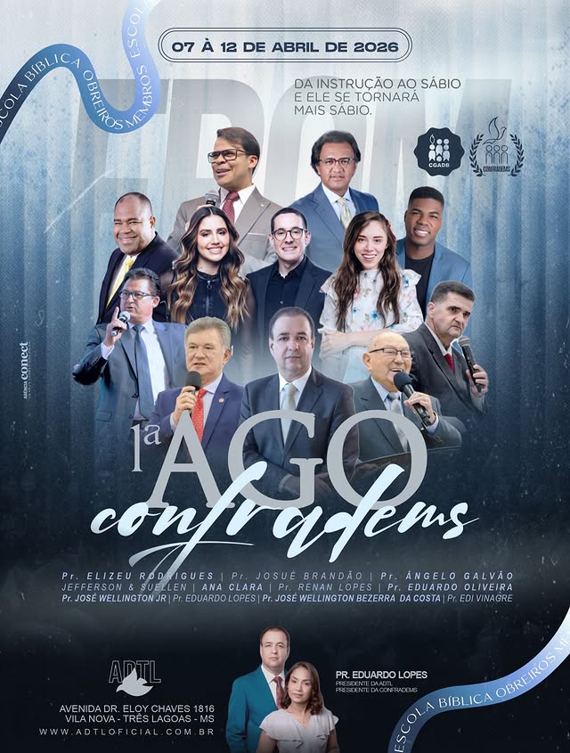 Começa hoje em Três Lagoas a 7ª Escola Bíblica da ADTL com presença de nomes nacionais Começa hoje em Três Lagoas a 7ª Escola Bíblica da ADTL com presença de nomes nacionais