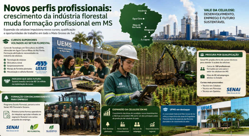 Novos perfis profissionais: crescimento da indústria florestal muda formação profissional em MS
