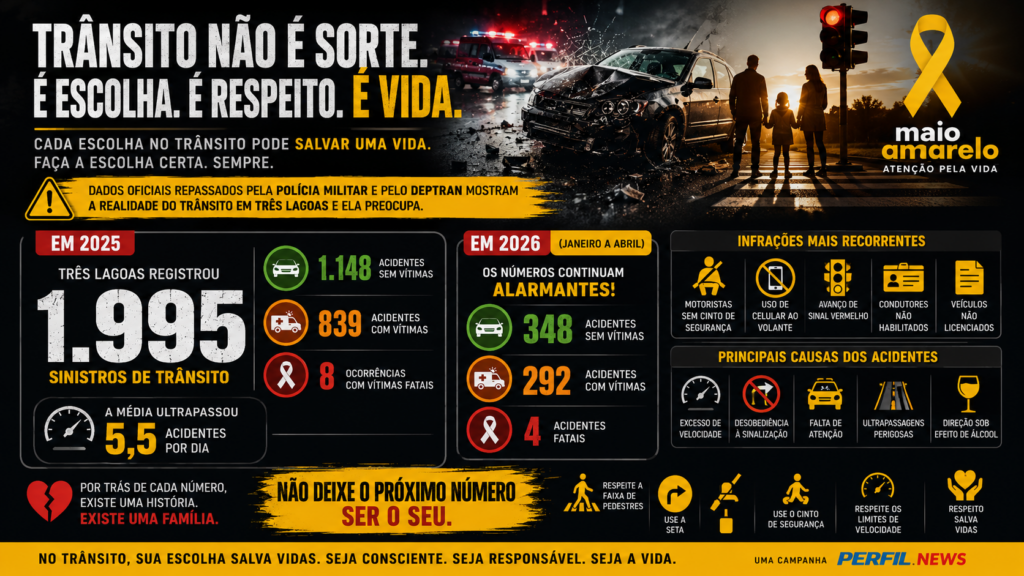 Entre a pressa e a vida: Perfil News lança campanha por um trânsito mais humano e seguro em Três Lagoas