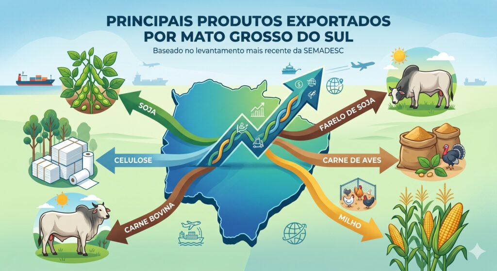 Entre grãos, proteína e celulose, Mato Grosso do Sul amplia peso na economia global do Brasil