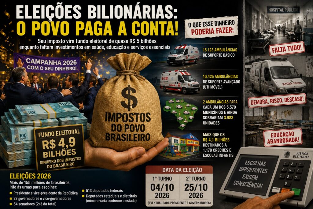 Eleições bilionárias: brasileiro paga a conta de campanha enquanto faltam investimentos essenciais Eleições bilionárias: brasileiro paga a conta de campanha enquanto faltam investimentos essenciais