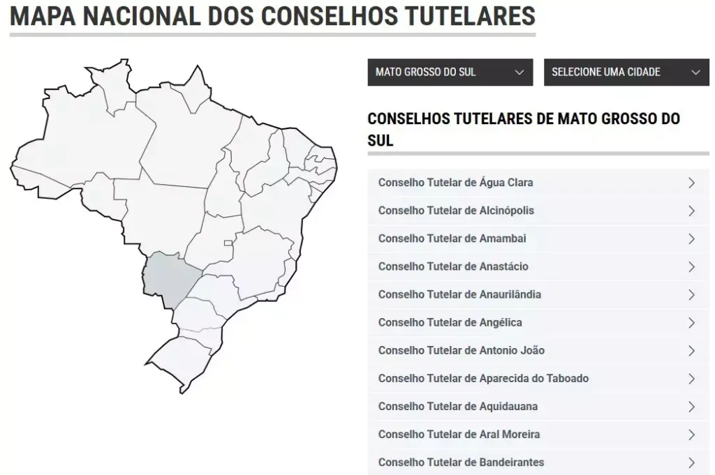 Mapa nacional facilita acesso aos Conselhos Tutelares de MS Mapa nacional facilita acesso aos Conselhos Tutelares de MS