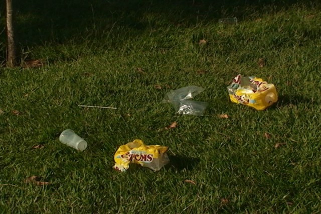 Após lazer de domingo lixo é encontrado pela lagoa central da cidade