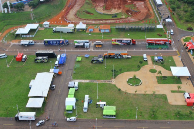 Imagens aéreas feitas nesta manhã sobre a pista do Arena Mix