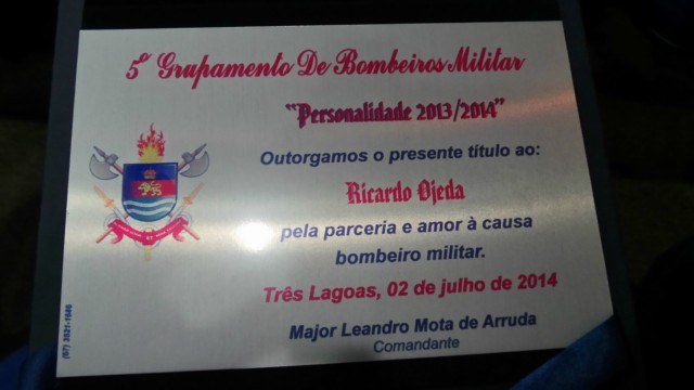 5º G.B homenageia personalidades três-lagoenses em evento em comemoração ao Dia Nacional do Bombeiro