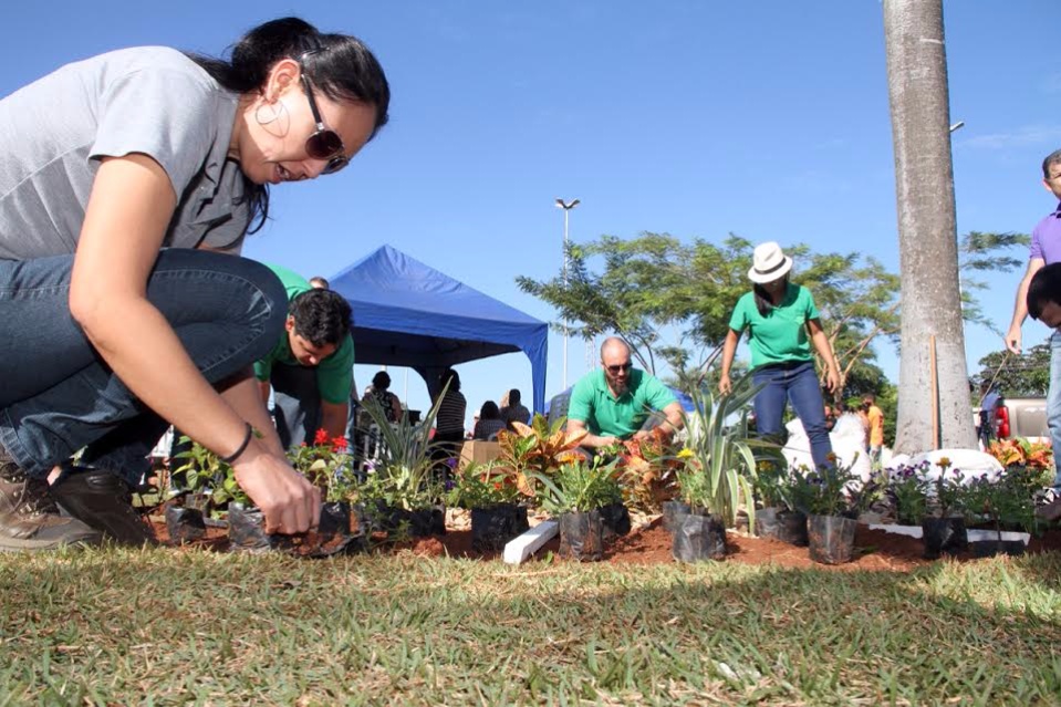 Ação “Áreas Mais Verdes” da Prefeitura de Três Lagoas planta árvores na Praça Senador Ramez Tebet