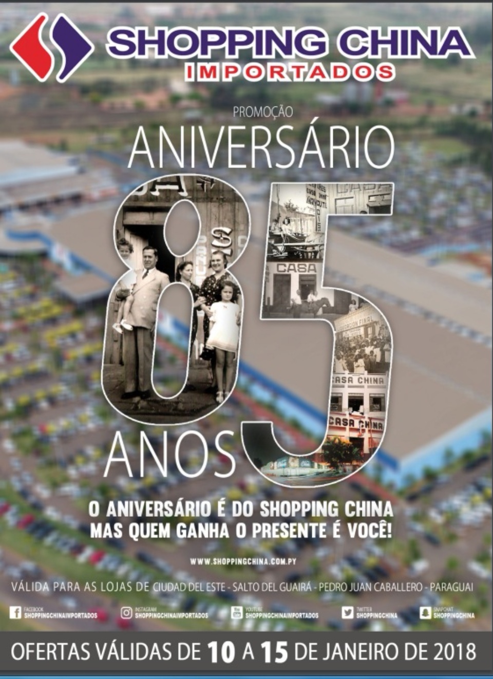 Shopping China comemora 85 anos com seis dias de grandes ofertas