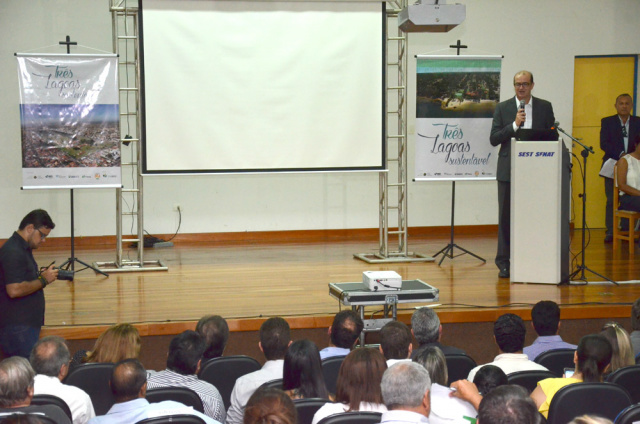 Na abertura, o presidente da Fibria, Marcelo Castelli esteve presente e falou da importância do estudo para o município de Três Lagoas. (Foto: Assessoria Fibria | MS)