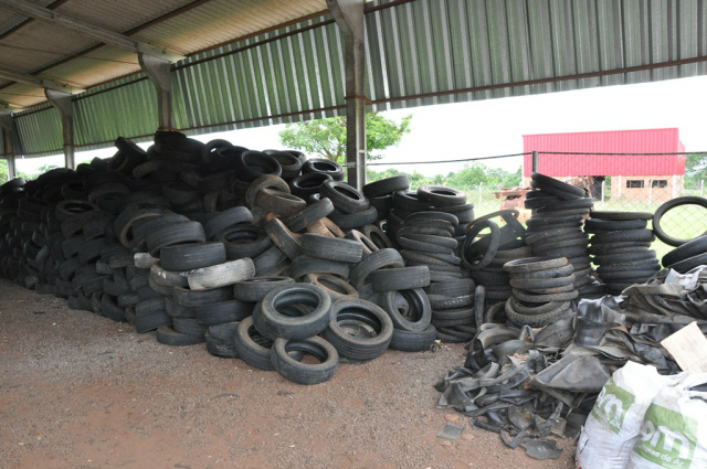 O município conta com um depósito onde os pneus são armazenados corretamente (Foto: Divulgação/Assecom)