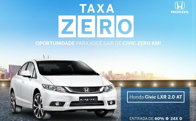 Endo Car põe Honda Civic com promoção taxa zero