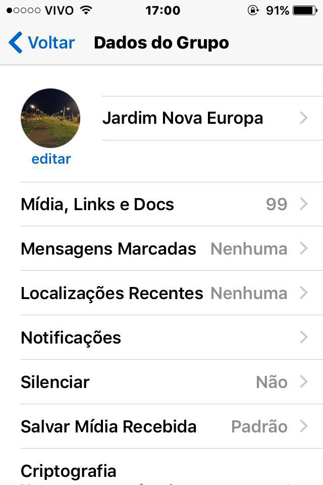 Grupo do WhatsApp dos moradores do bairro. (Foto: Paulo Henrique Morais)