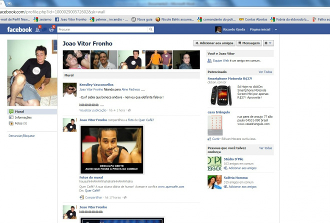Facebook ajudou a chegar até o autor do furto no Perfil News Página do Facebook que ajudou as investigações da polícia chegar ao autor que confessou o furto na sede do Perfil News na madrugada de quinta-feira da semana passada (Foto: Reprodução)