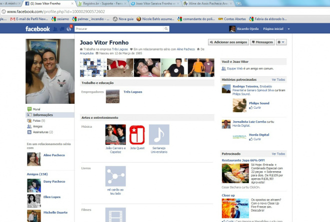 Facebook ajudou a chegar até o autor do furto no Perfil News João Fronho era usuário contumaz do Facebook que ajudou os policiais solucionar o roubo (Foto: Reprodução)