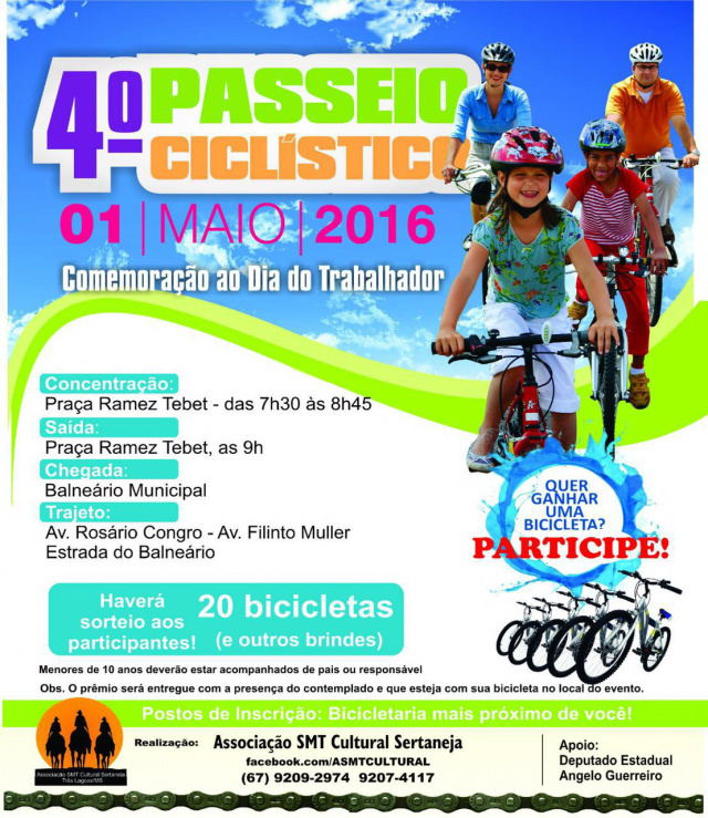 Associação SMT Cultural Sertaneja realiza 4º Passeio Ciclístico em alusão ao Dia do Trabalhador