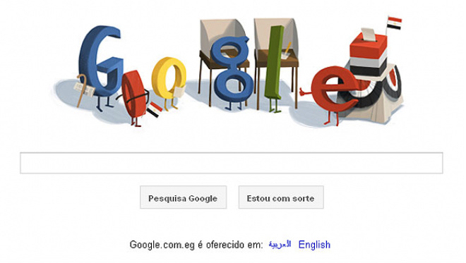 Google cria homenagem às eleições no Egito em sua página principal Google criou logo especial para homenagear as eleições no Egito (Foto: Reprodução)