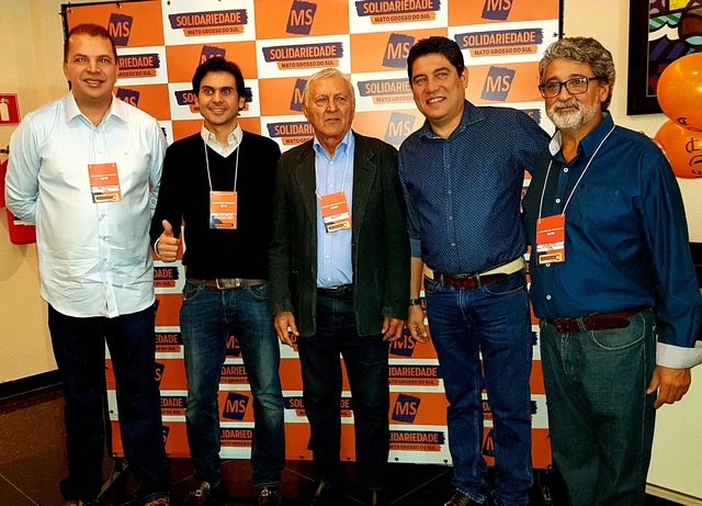 Solidariedade oficializa apoio a Azambuja e quer eleger um deputado federal e dois estaduais Alessandro Menezes (vice-presidente do SD), Paulo Salomão, Idelmar da Motta (presidente estadual do SD), Celso Vargas, e Adauto Almeida (secretário do SD). Foto: Divulgação