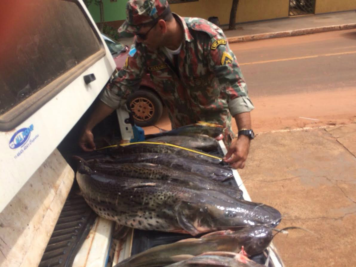 Os pescadores, o pescado e os materiais apreendidos foram conduzidos à delegacia de Polícia Civil de Taquarussu (Foto/Assessoria)