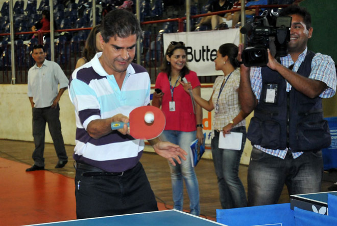 Prefeito Nelsinho Trad participou da abertura do campeonato brasileiro de tênis de mesa
Foto: Valdenir Rezende