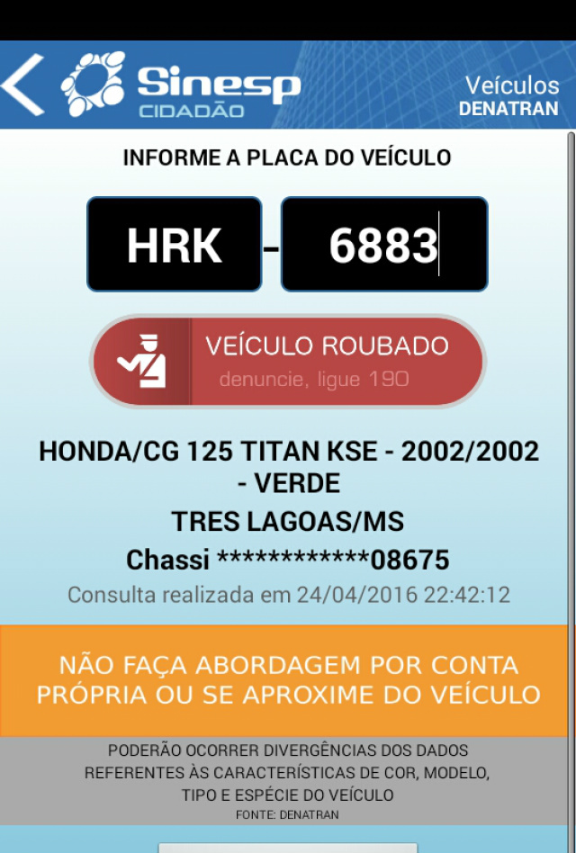 Após fuga em rodovia, PRF recupera moto furtada há seis dias em Três Lagoas