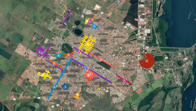 Prefeitura anuncia programa Cidade em Obras com custo de R$ 50 milhões Desenho das áreas que receberão obras pelo novo pacote anunciado hoje. Foto: Reprodução.