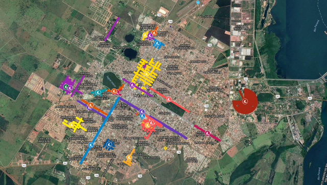 Desenho das áreas que receberão obras pelo novo pacote anunciado hoje. Foto: Reprodução.