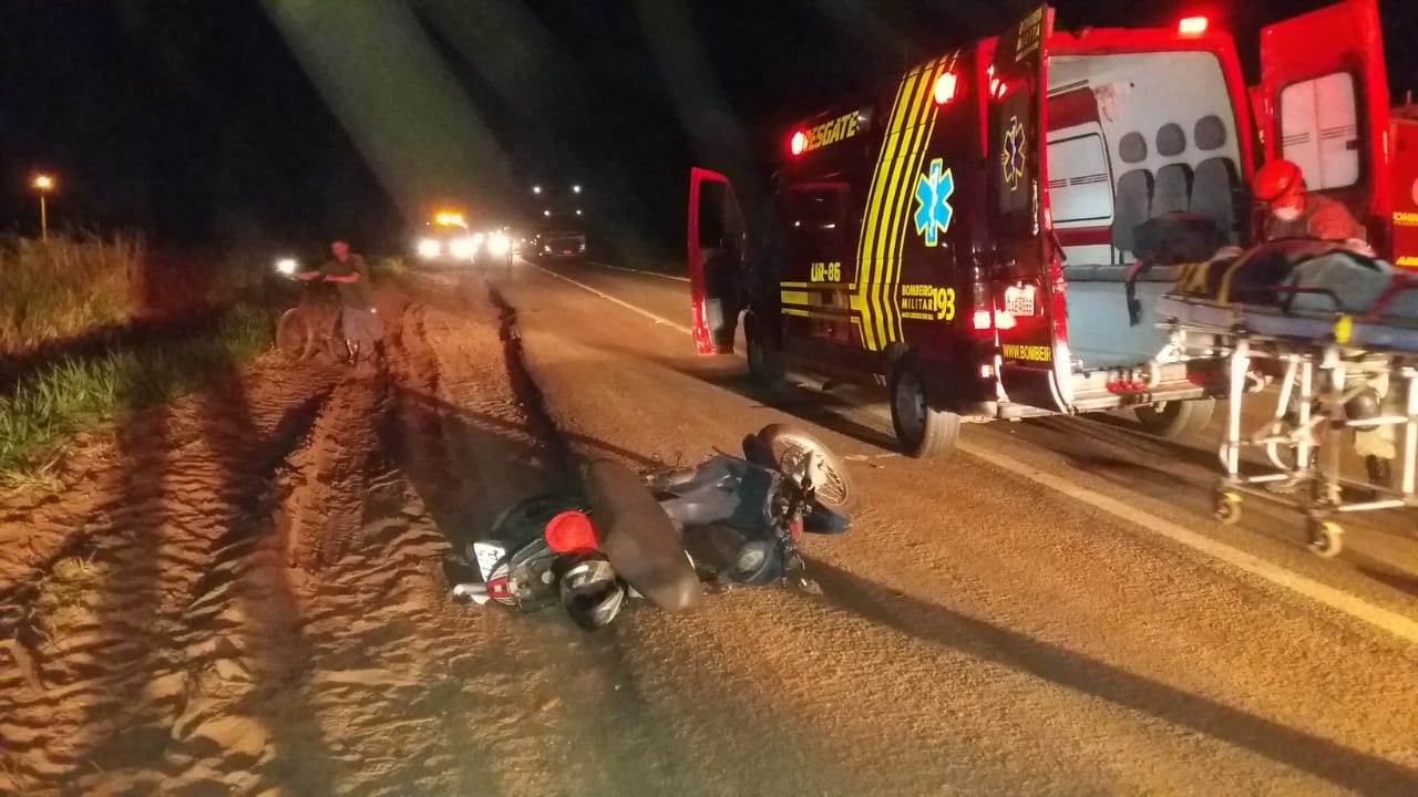 Acidente entre moto e bicicleta deixa uma pessoa morta na BR-158 Foto: Divulgação Corpo de Bombeiros