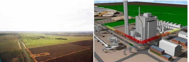 Empresas são convidadas para iniciar obras de terraplanagem da fábrica de celulose em Ribas Fazenda Boi Preto - onde será feito o trabalho de movimentação de terra - e o primeiro projeto da fábrica de celulose. Reprodução