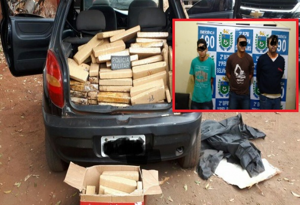 Trio é preso com 255 kg de maconha em Selvíria. (Foto: Divulgação). 