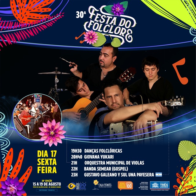 Prefeitura de Três Lagoas divulga programação do terceiro dia da 30ª Festa do Folclore Prefeitura de Três Lagoas divulga programação do terceiro dia da 30ª Festa do Folclore