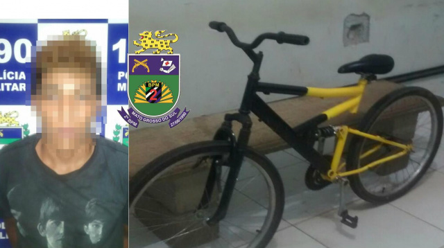 Jovem de 18 anos é preso por receptação de bicicleta O jovem de 18 anos foi preso por receptação de bicicleta, que foi recuperada pela ROTAI (Foto: Assessoria)