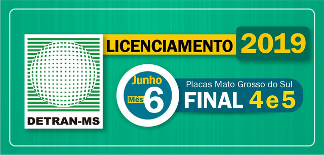 Detran-MS alerta: junho é mês de pagar licenciamento de placas com final 4 e 5 Reprodução