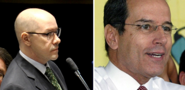 Os senadores cassados Demóstenes Torres (esq.) e Luiz Estevão (Foto: Agência Brasil/Folhapress)
