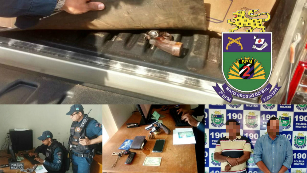 Policiais da Radiopatrulha prendem autores de porte ilegal de arma de fogo e ameaça. (Foto: Assessoria)