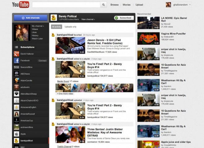YouTube lançou nova página, com design mais 'limpo' (Foto: Reprodução)