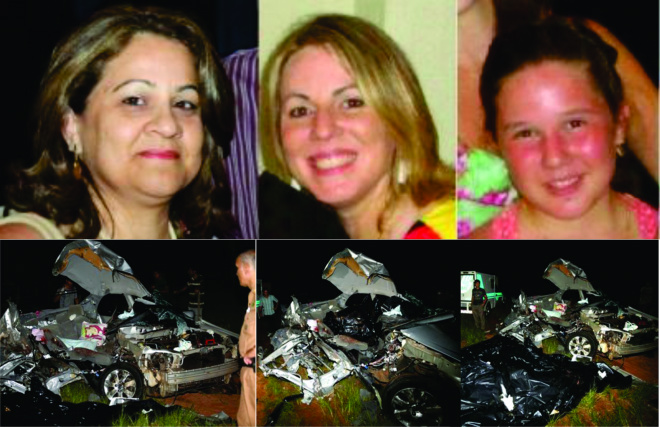 Em primeiro plano as três vítimas que morreram em acidente na noite de domingo em Santa Fé (PR) e na sequência as fotos de Ivan Amorim mostra a gravidade do acidente envolvendo um Corola e uma F250 