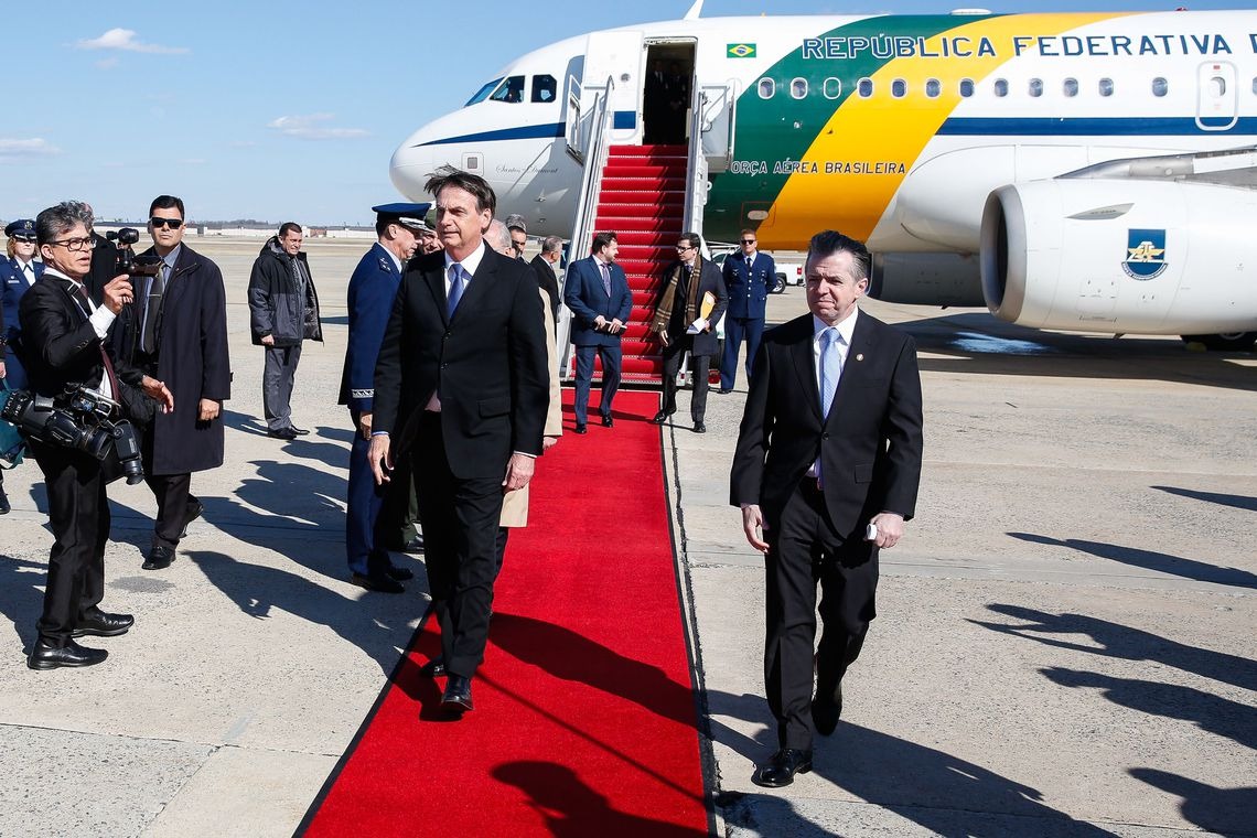 EUA: Bolsonaro tem reuniões com ex-secretário do Tesouro e empresários Presidente Jair Bolsonaro chegou aos Estados Unidos ontem. Foto: Presidência da República