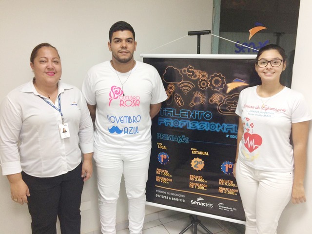 Projeto sobre alerta de vacinas representa Três Lagoas no "Talento Profissional Senac MS" Alunos Clayton Saboia e Brenda Eduardo da Silva, vencedores da etapa local do programa Talento Profissional do Senac MS. Foto: Divulgação