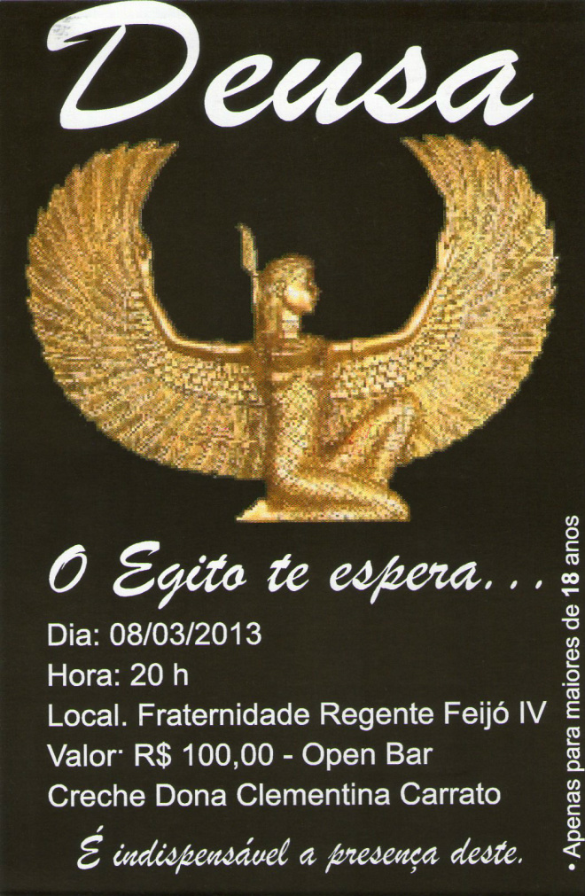 Festa beneficente em comemoração ao dia da mulher agita Três Lagoas A festa será temática a fantasia com o tema “Deusa o Egito te espera” (Foto: Divulgação)