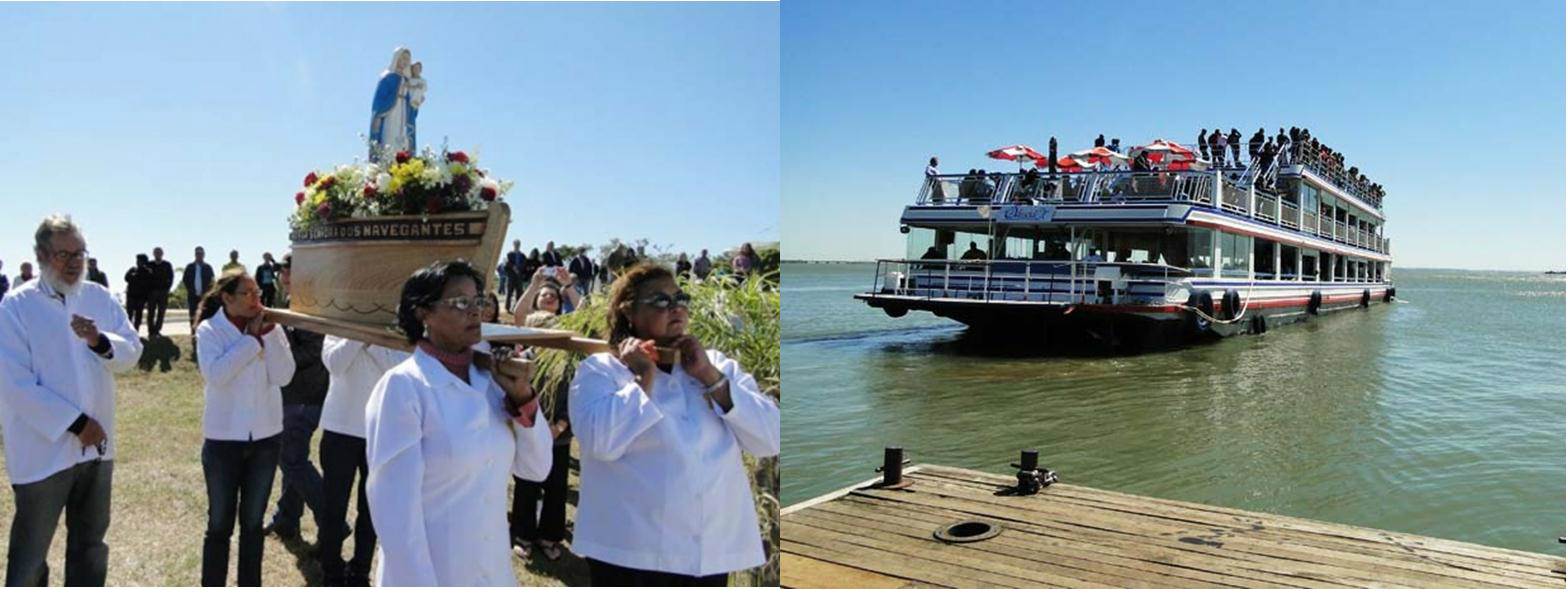 Tradicional festa de Bataguassu é modificada por seca nos rios Tietê e Paraná Neste ano, a travessia da santa não será feita pelo barco Odisséia, que tem capacidade para 400 pessoas (Foto: AI/ Presidente Epitácio)