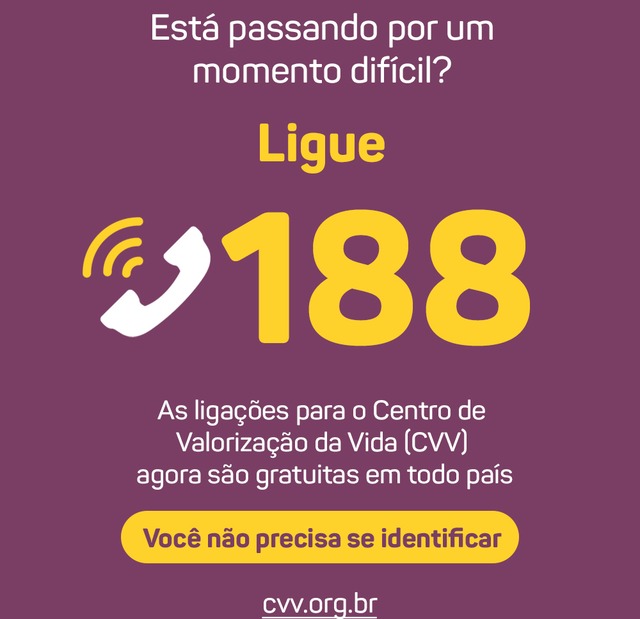 Telefone 188 do CVV de prevenção ao suicídio já funciona em todo o Brasil