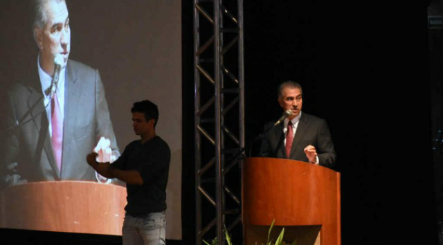  chefe do Executivo Municipal destacou também as potencialidades dos recursos hídricos estaduais, e citou programas, como recuperação de pastagens degradas e de recuperação da bacia do Rio Taquari. (Foto: Divulgação)